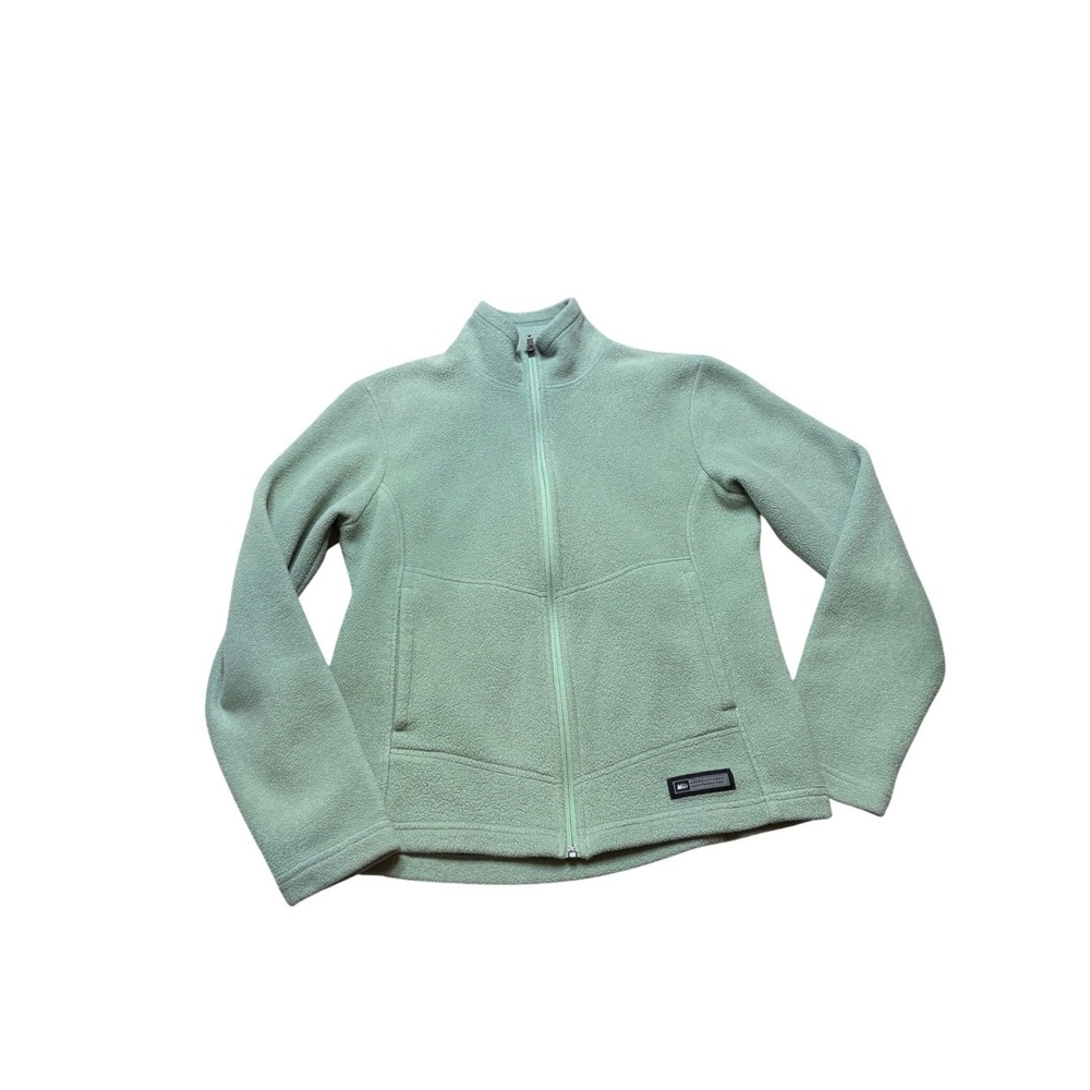 REI Fleece Jacket Mint Green Full Zip Stand Collar Women's Outdoor Layer